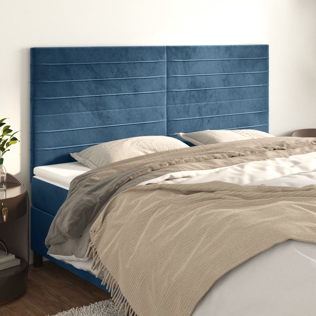 Têtes de lit 4 pcs Bleu foncé 90x5x78/88 cm Velours