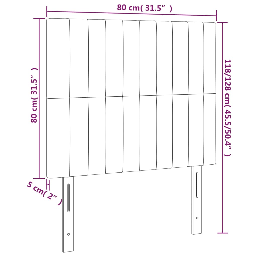 Têtes de lit 2 pcs Gris clair 80x5x78/88 cm Tissu