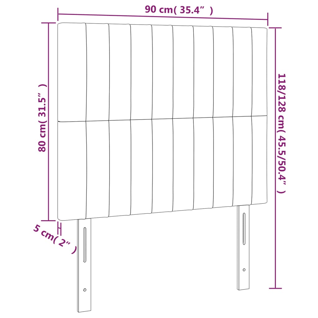 Têtes de lit 2 pcs Gris clair 90x5x78/88 cm Tissu