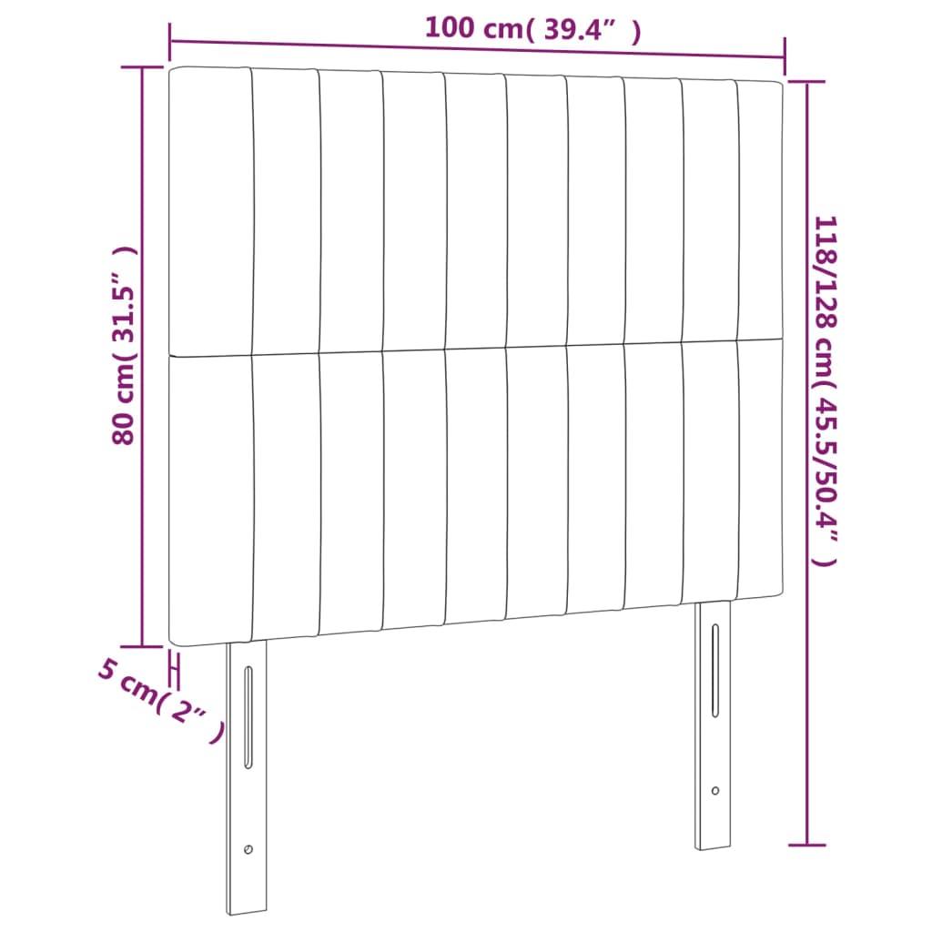 Têtes de lit 2 pcs Gris clair 100x5x78/88 cm Tissu