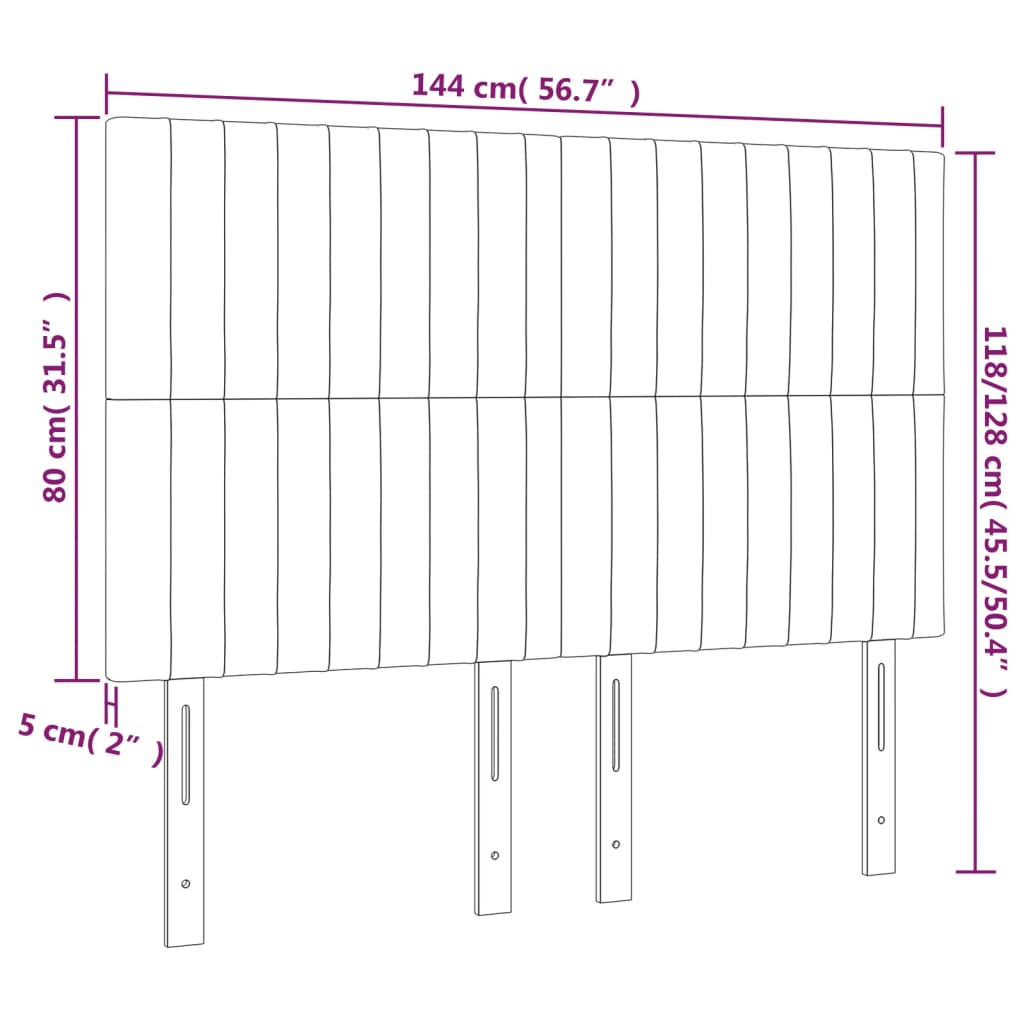 Têtes de lit 4 pcs Gris clair 72x5x78/88 cm Tissu