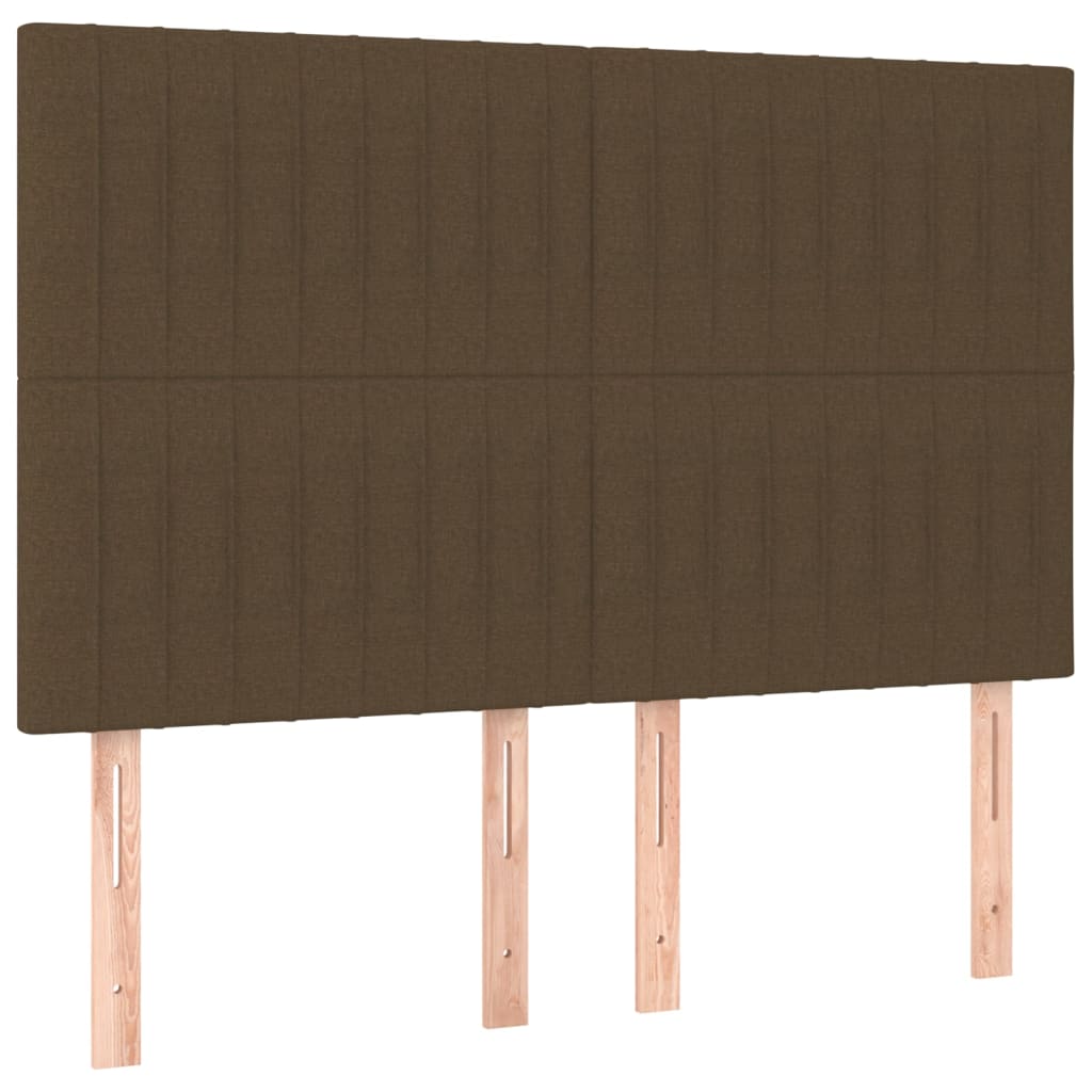 Têtes de lit 4 pcs Marron foncé 72x5x78/88 cm Tissu