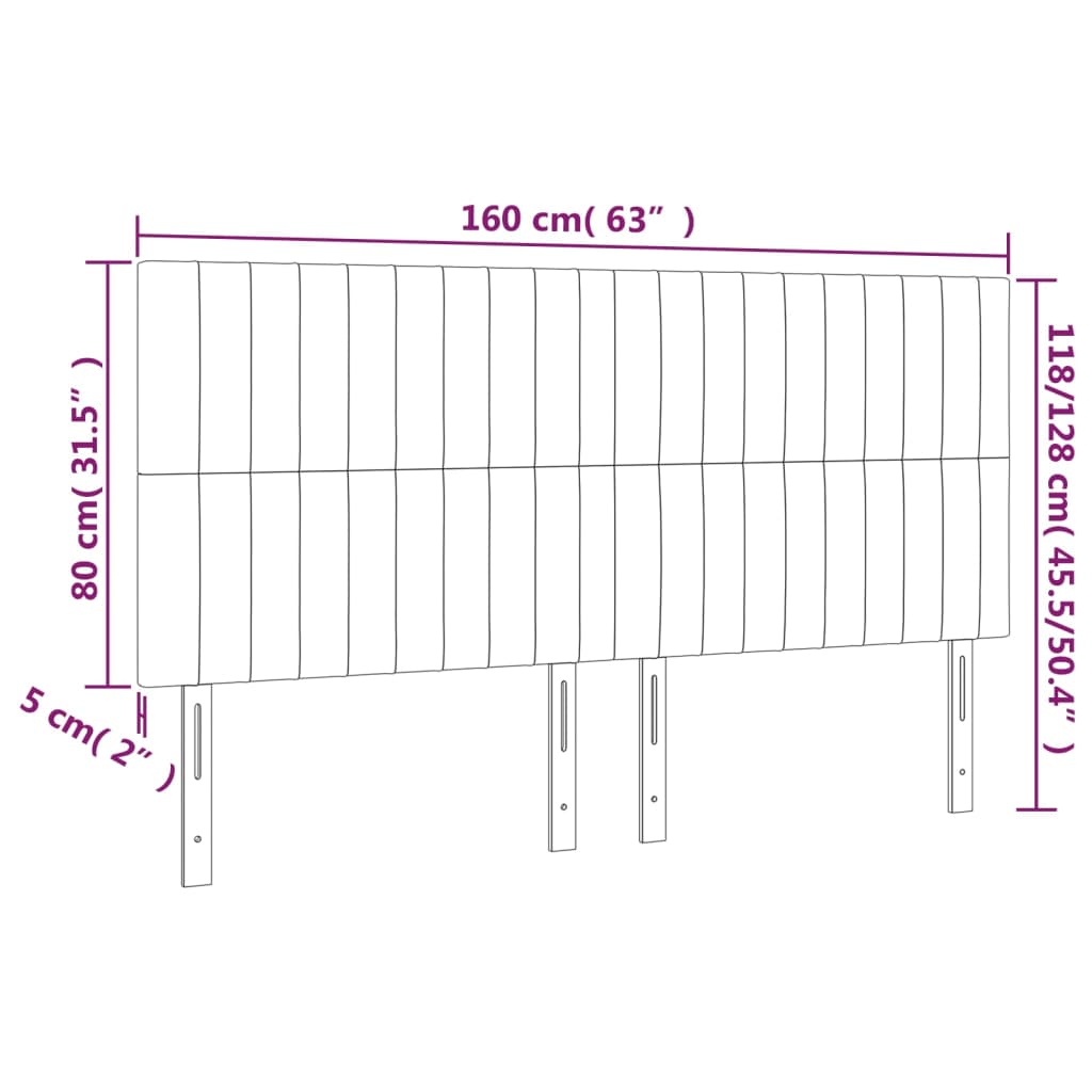 Têtes de lit 4 pcs Gris foncé 80x5x78/88 cm Tissu