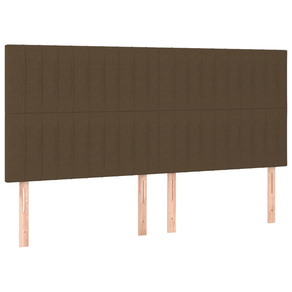 Têtes de lit 4 pcs Marron Foncé 80x5x78/88 cm Tissu