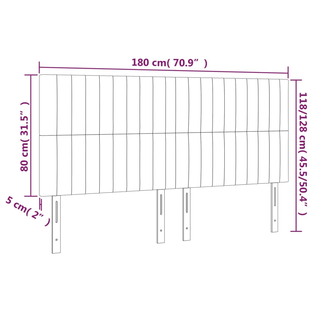 Têtes de lit 4 pcs Crème 90x5x78/88 cm Tissu