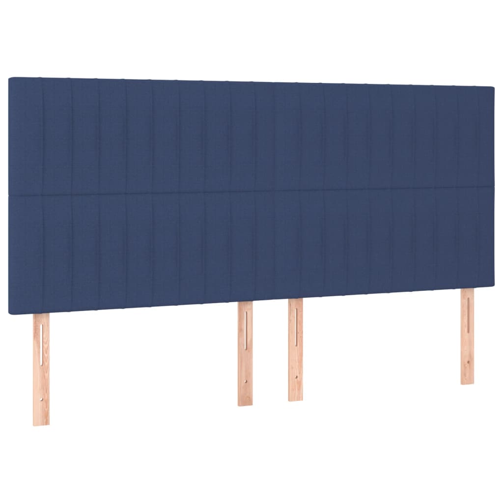 Têtes de lit 4 pcs Bleu 90x5x78/88 cm Tissu