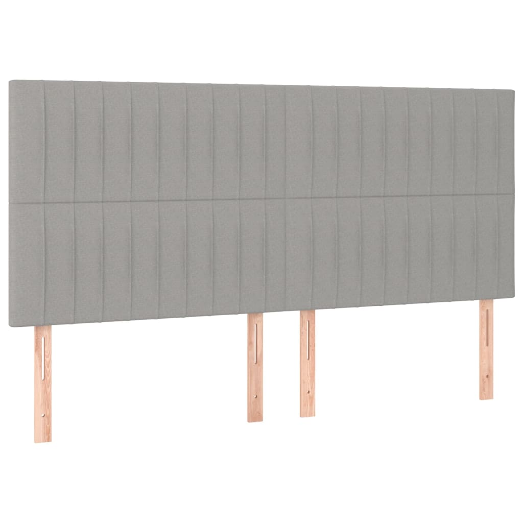 Têtes de lit 4 pcs Gris clair 100x5x78/88 cm Tissu