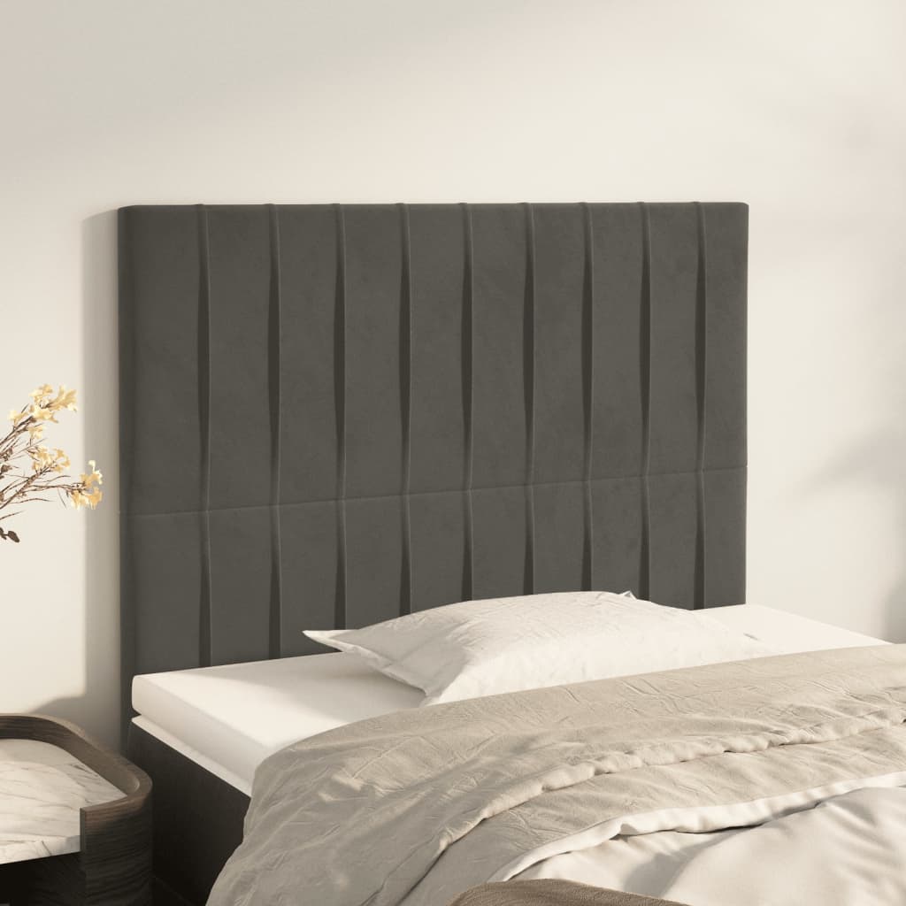 Têtes de lit 2 pcs Gris foncé 100x5x78/88 cm Velours