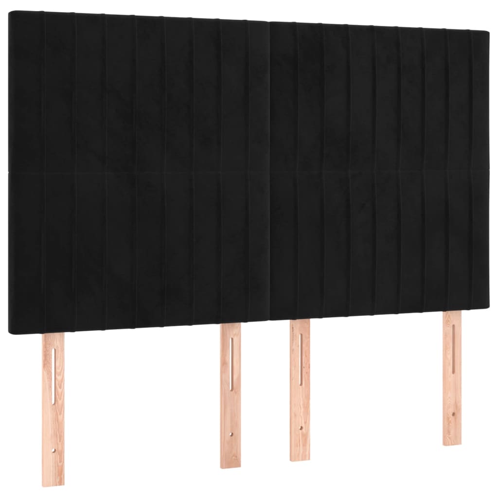 Têtes de lit 4 pcs Noir 72x5x78/88 cm Velours