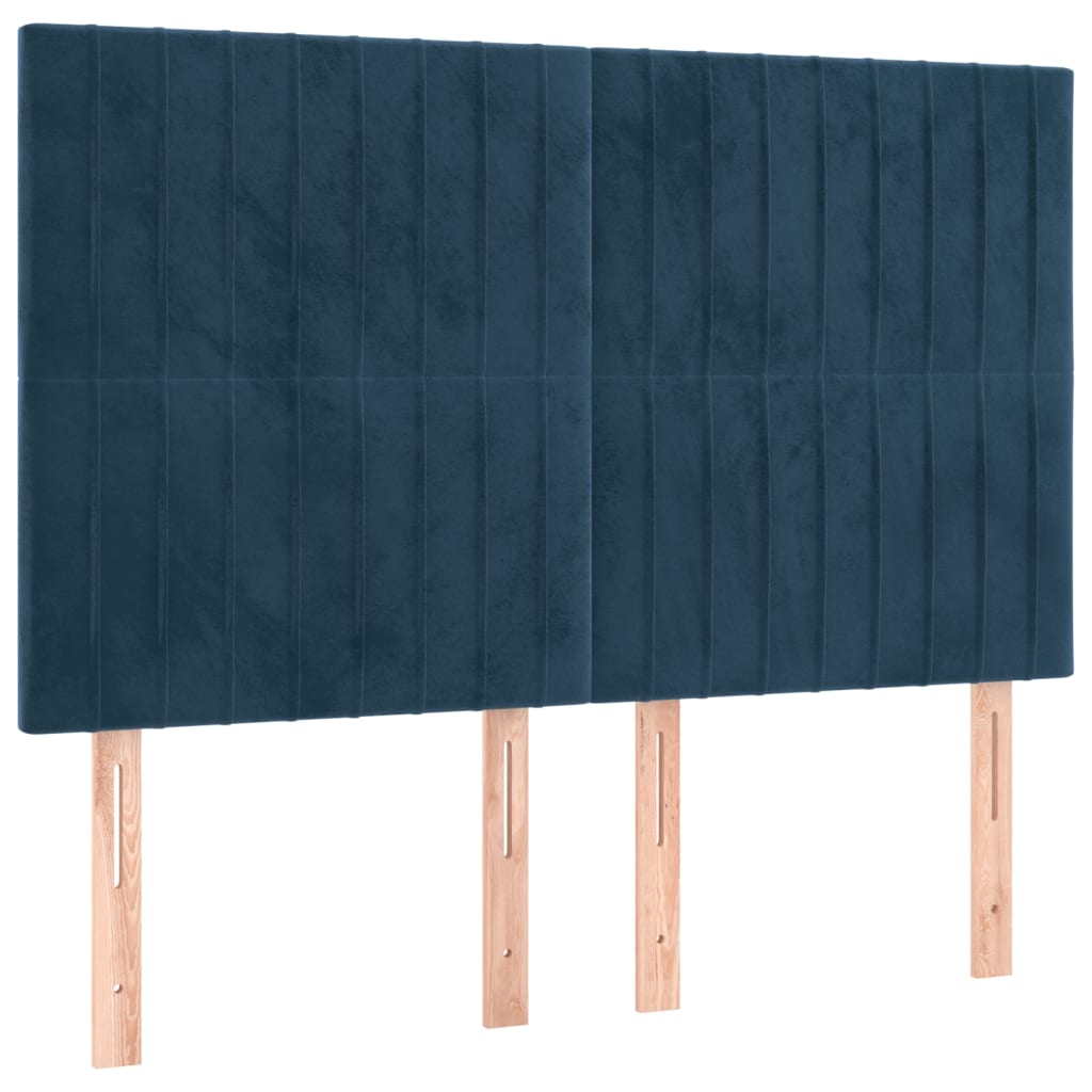 Têtes de lit 4 pcs Bleu foncé 72x5x78/88 cm Velours