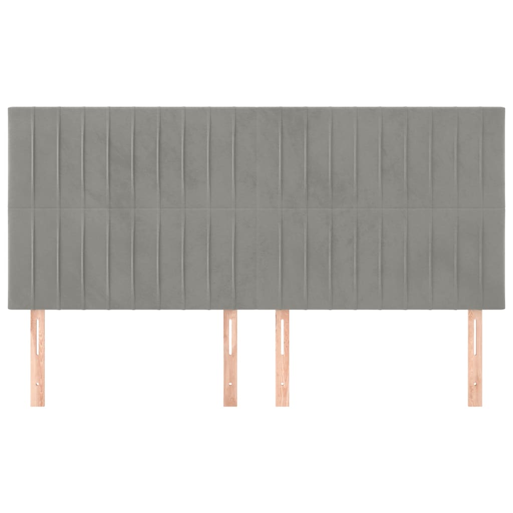 Têtes de lit 4 pcs Gris clair 80x5x78/88 cm Velours