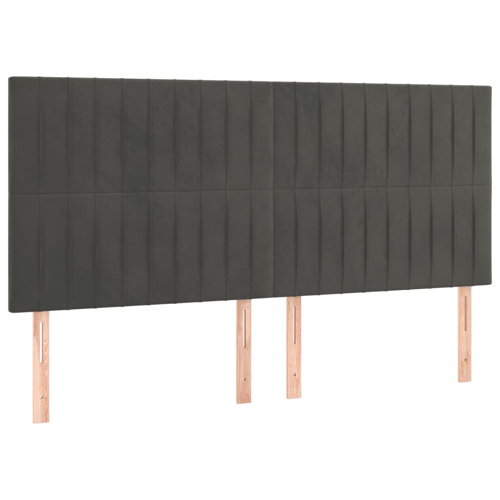 Têtes de lit 4 pcs Gris foncé 90x5x78/88 cm Velours