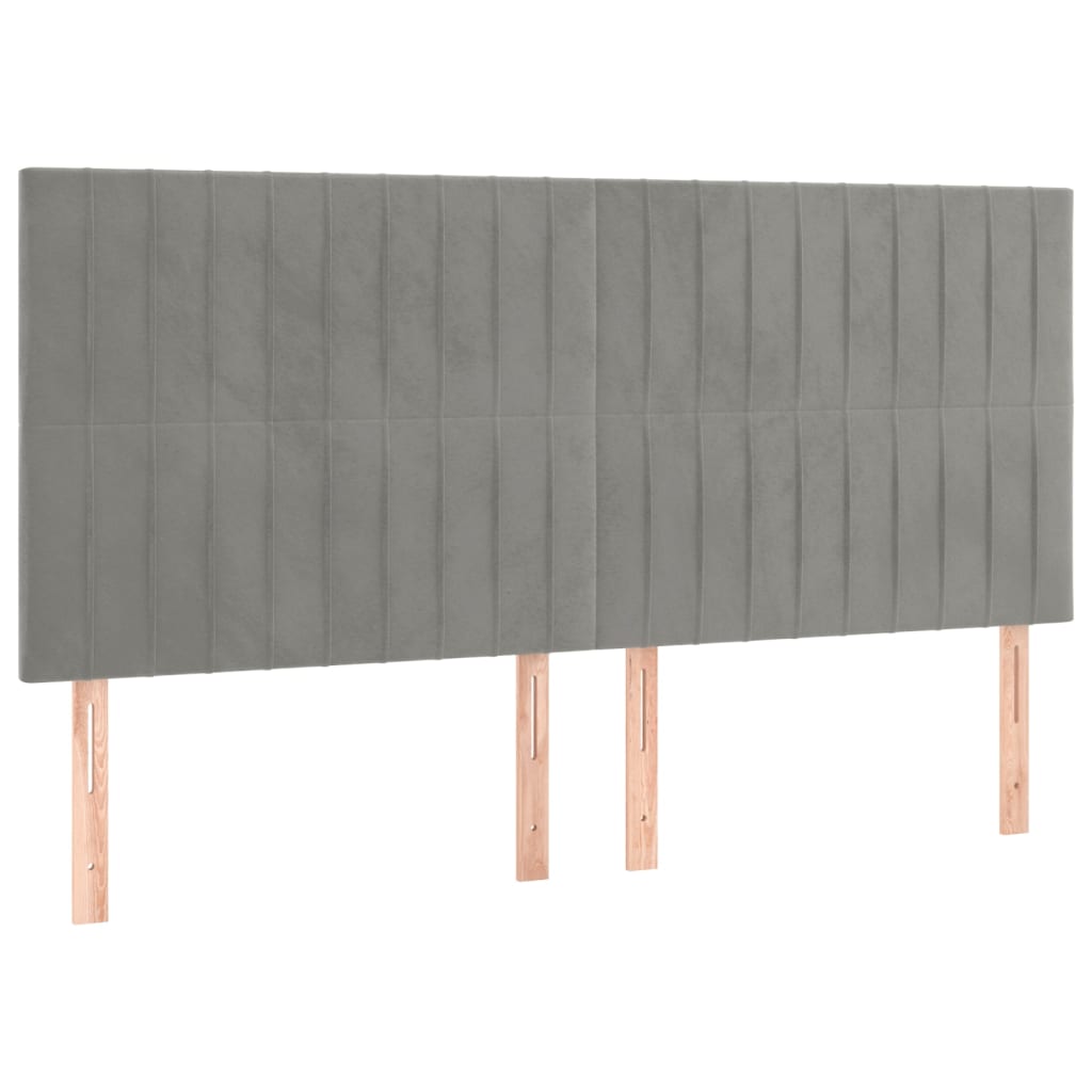 Têtes de lit 4 pcs Gris clair 100x5x78/88 cm Velours