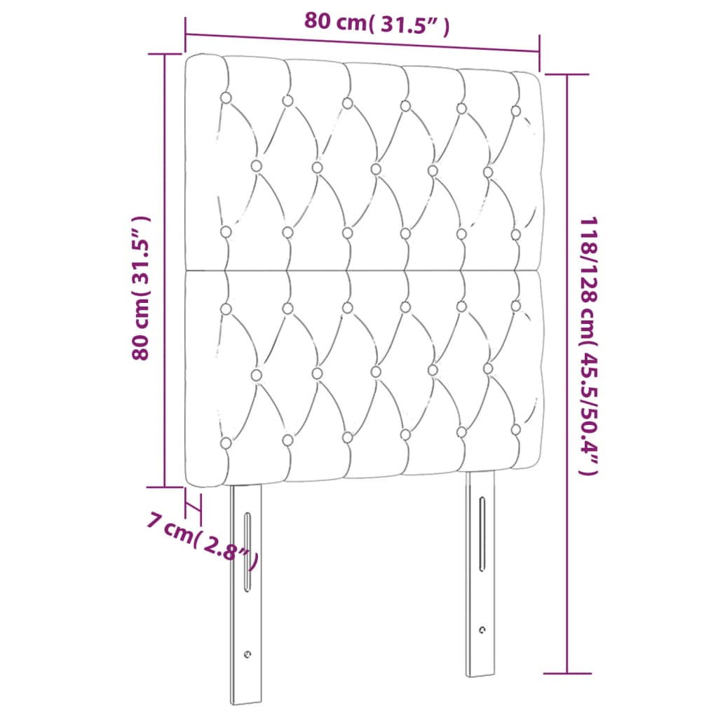 Têtes de lit 2 pcs Noir 80x7x78/88 cm Tissu