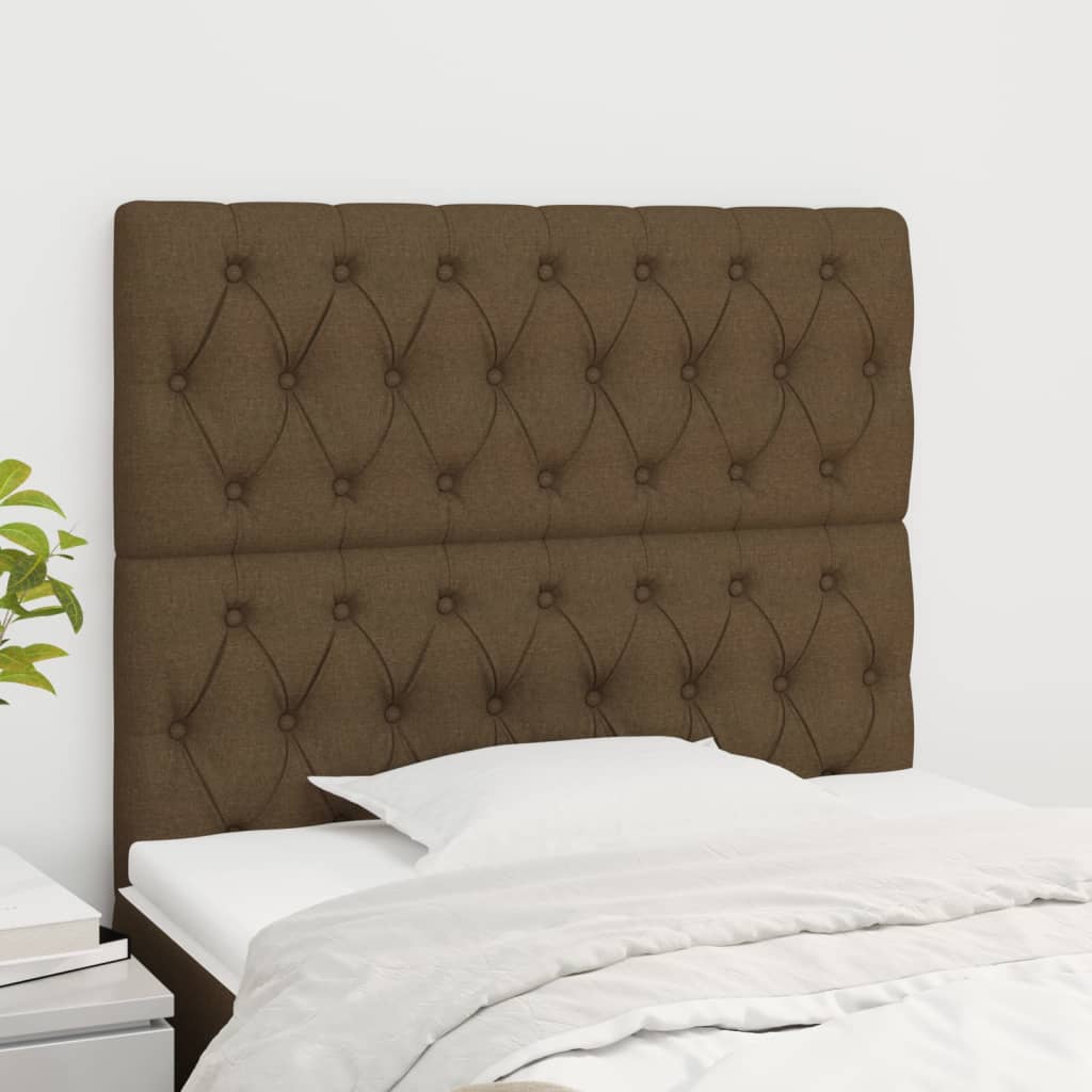 Têtes de lit 2 pcs Marron Foncé 90x7x78/88 cm Tissu