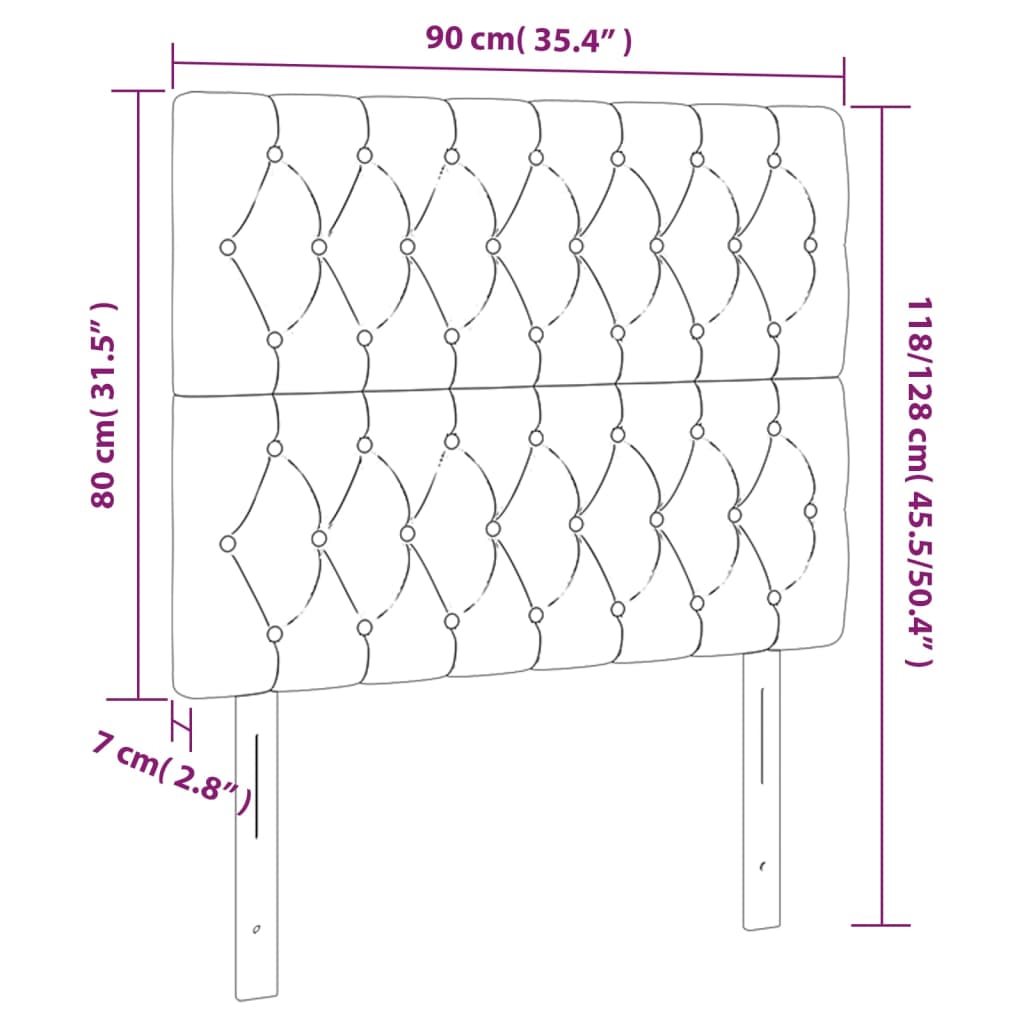 Têtes de lit 2 pcs Crème 90x7x78/88 cm Tissu