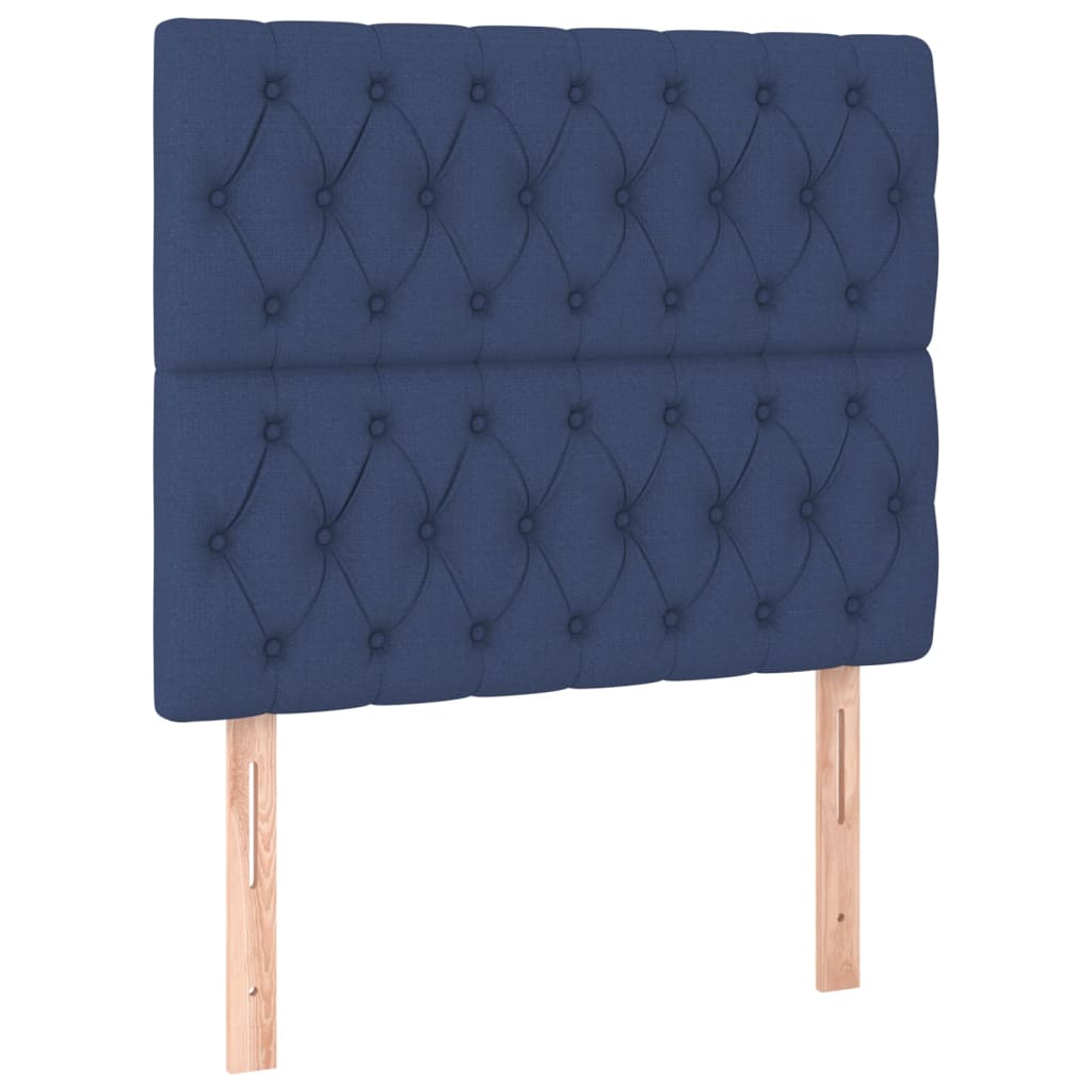 Têtes de lit 2 pcs Bleu 90x7x78/88 cm Tissu