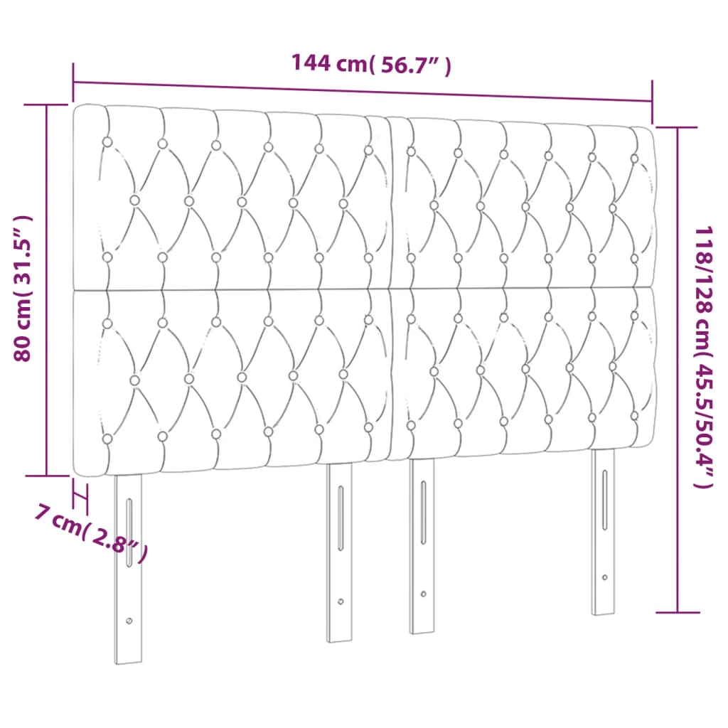 Têtes de lit 4 pcs Noir 72x7x78/88 cm Tissu