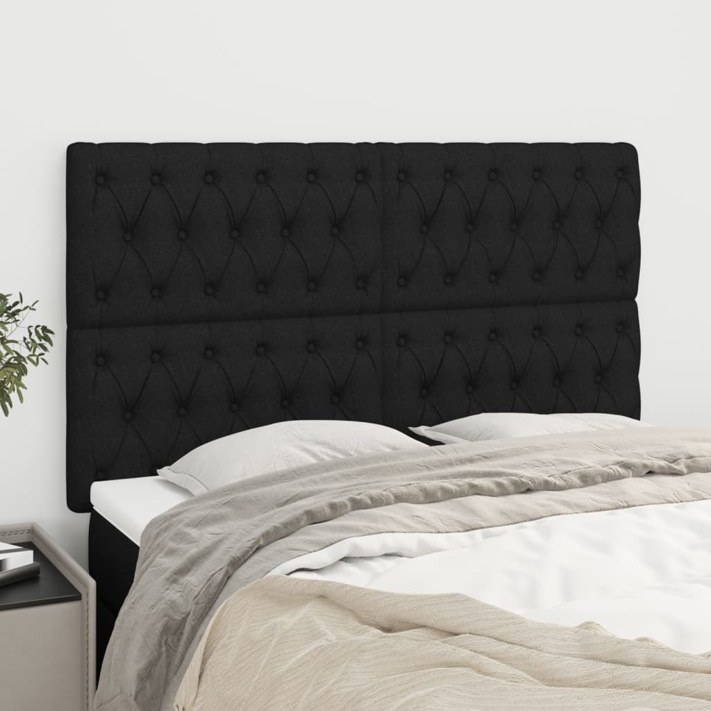 Têtes de lit 4 pcs Noir 72x7x78/88 cm Tissu