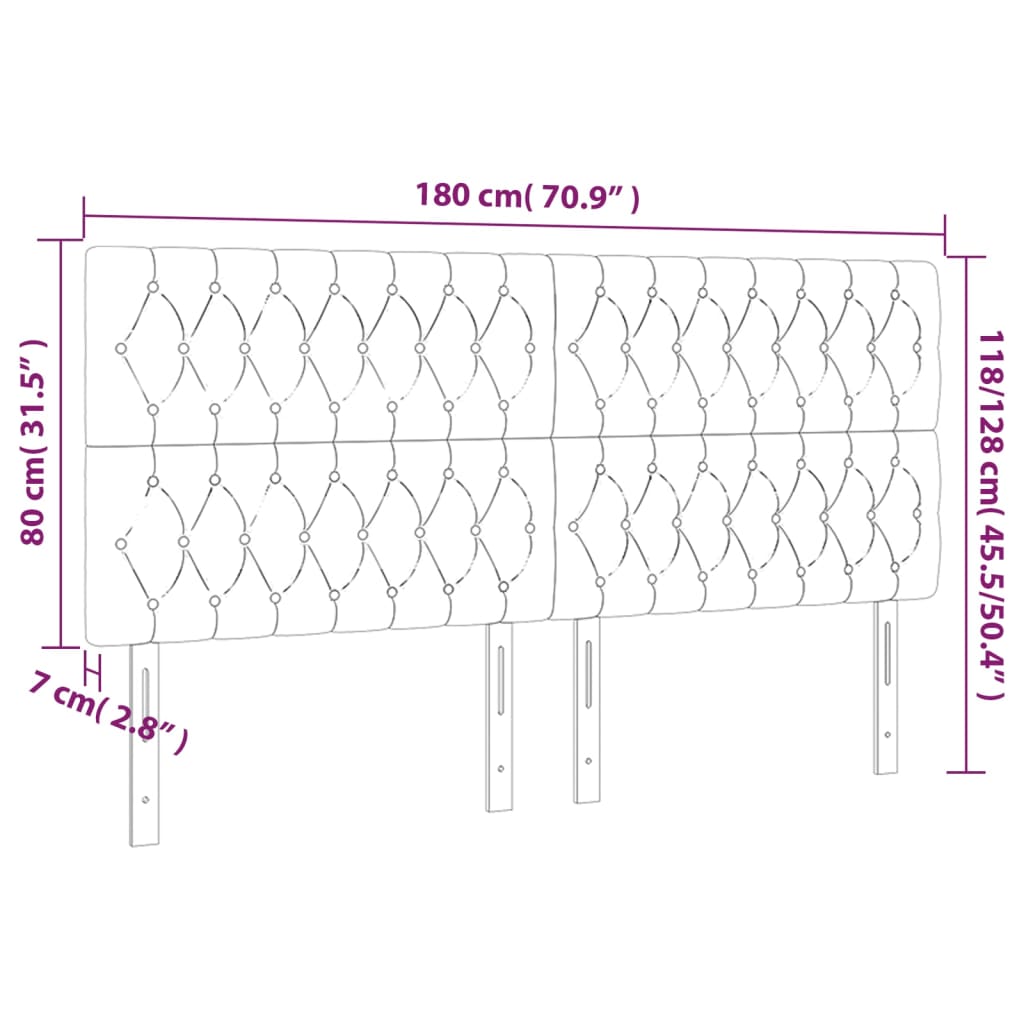 Têtes de lit 4 pcs Gris clair 90x7x78/88 cm Tissu