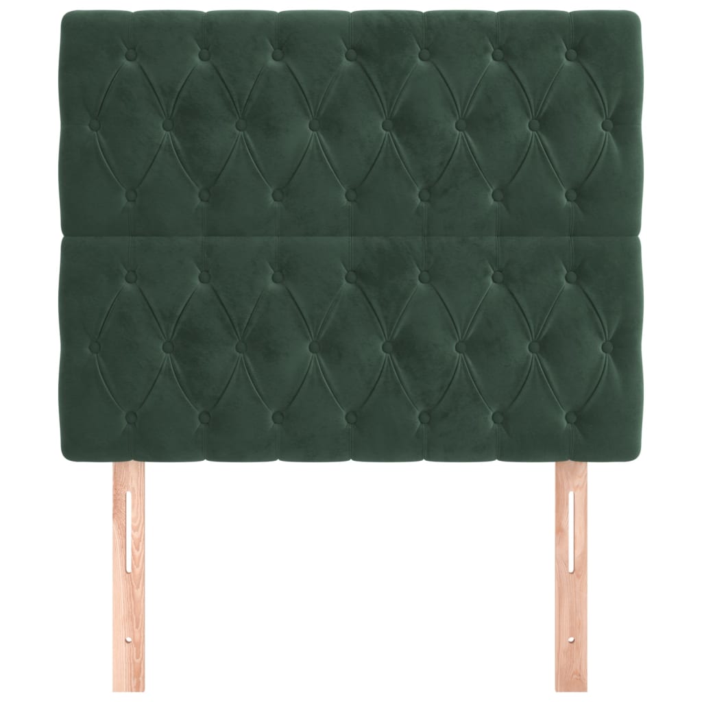 Têtes de lit 2 pcs Vert foncé 90x7x78/88 cm Velours