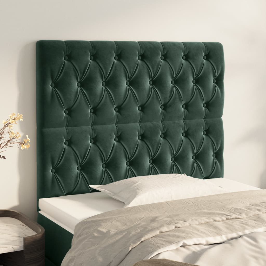 Têtes de lit 2 pcs Vert foncé 90x7x78/88 cm Velours