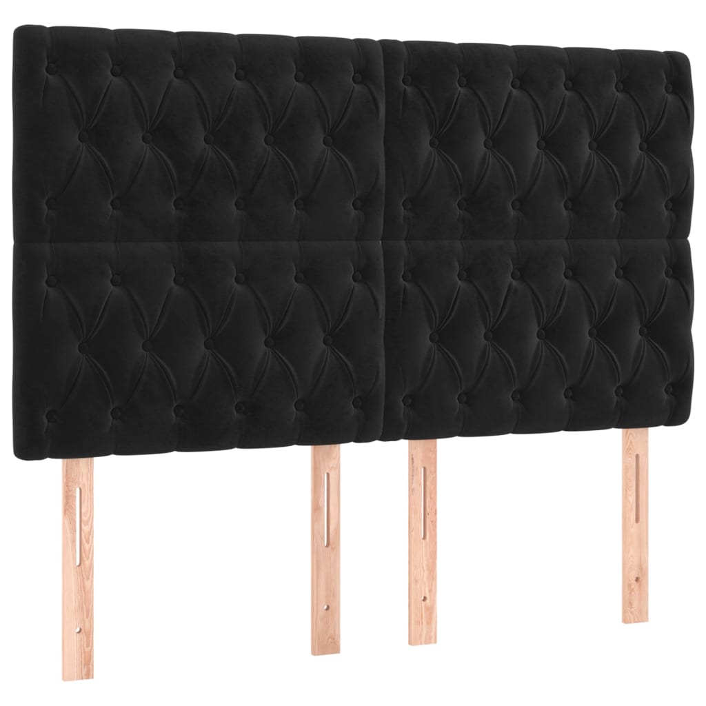 Têtes de lit 4 pcs Noir 72x7x78/88 cm Velours