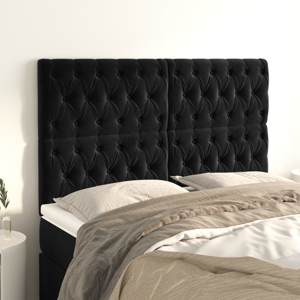 Têtes de lit 4 pcs Noir 72x7x78/88 cm Velours