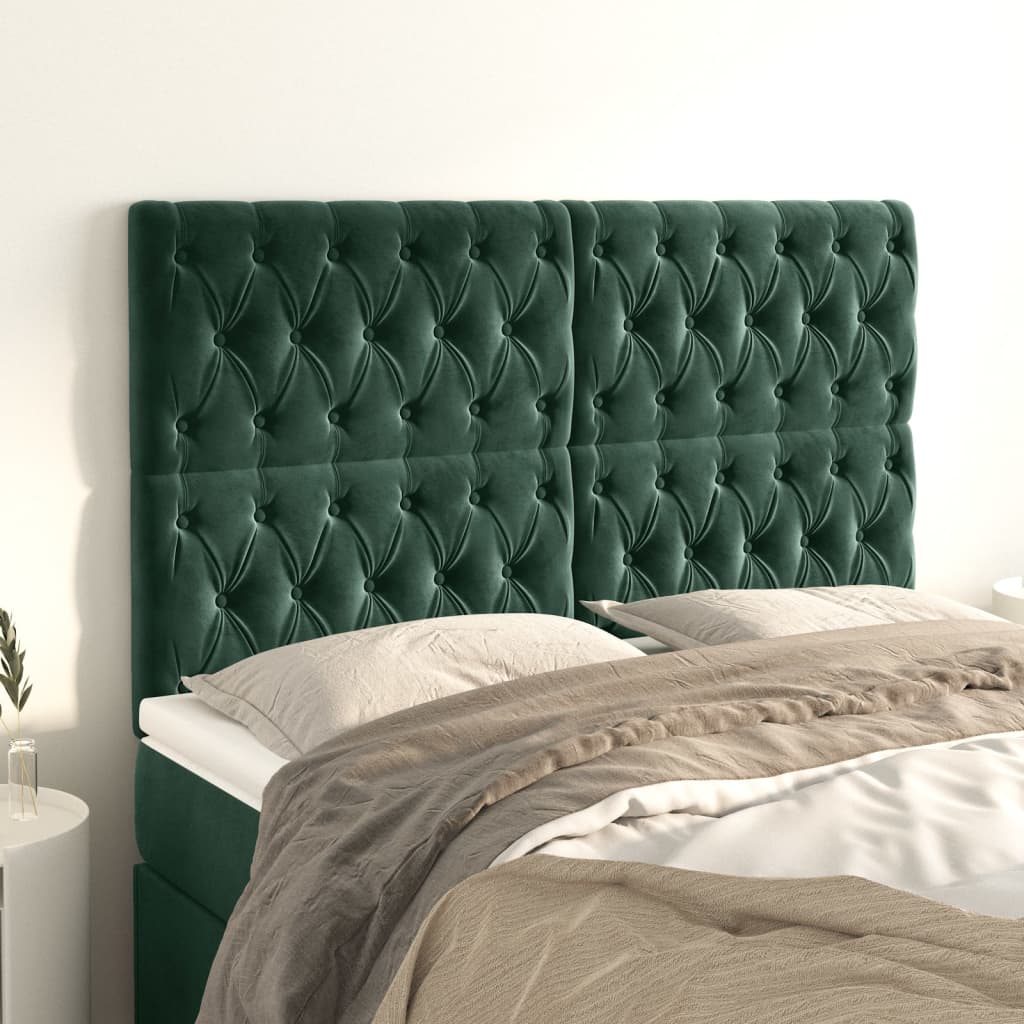 Têtes de lit 4 pcs Vert foncé 72x7x78/88 cm Velours