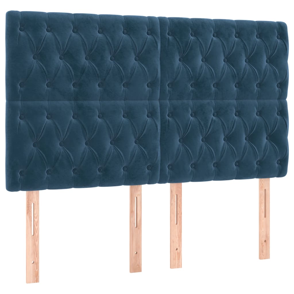 Têtes de lit 4 pcs Bleu foncé 72x7x78/88 cm Velours