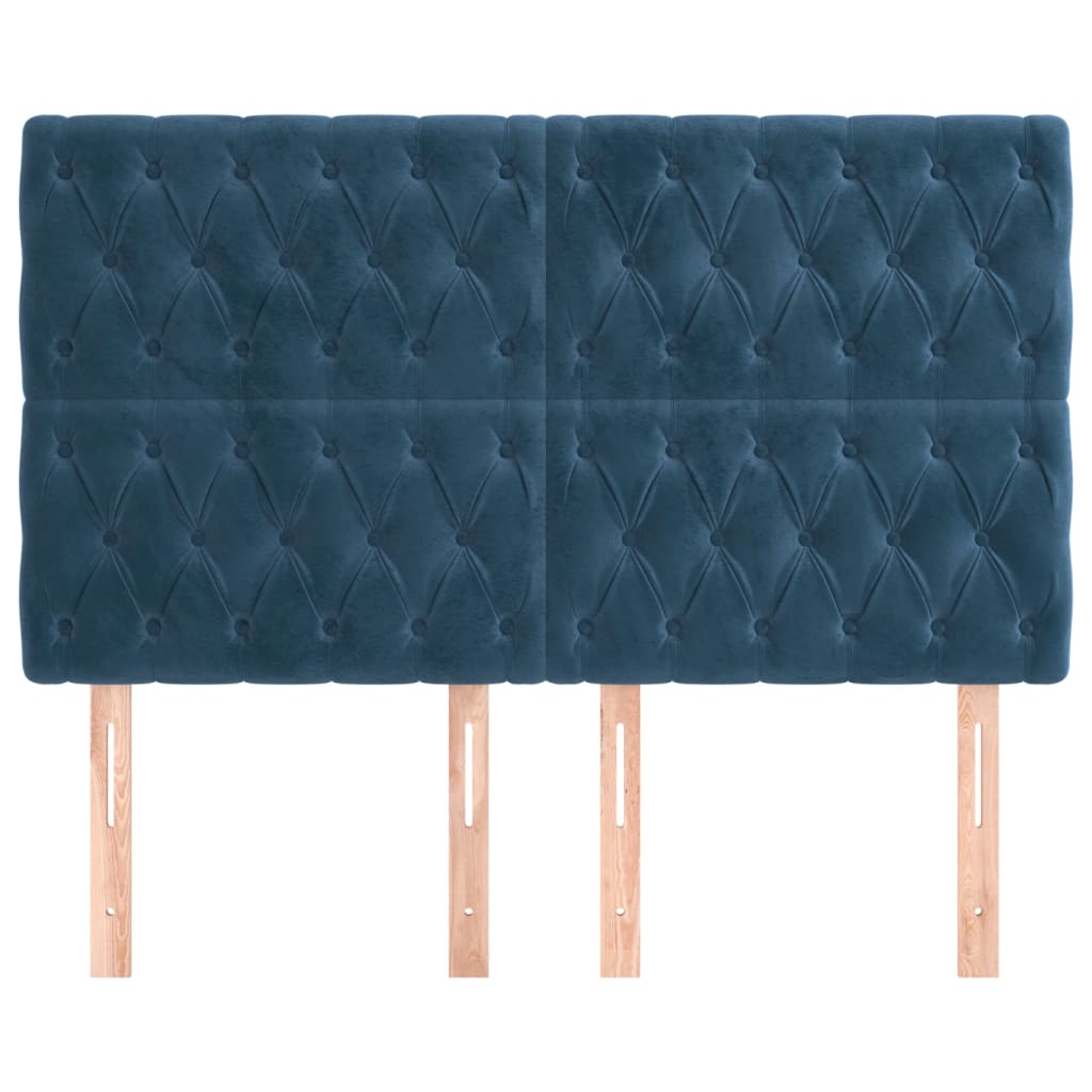 Têtes de lit 4 pcs Bleu foncé 72x7x78/88 cm Velours