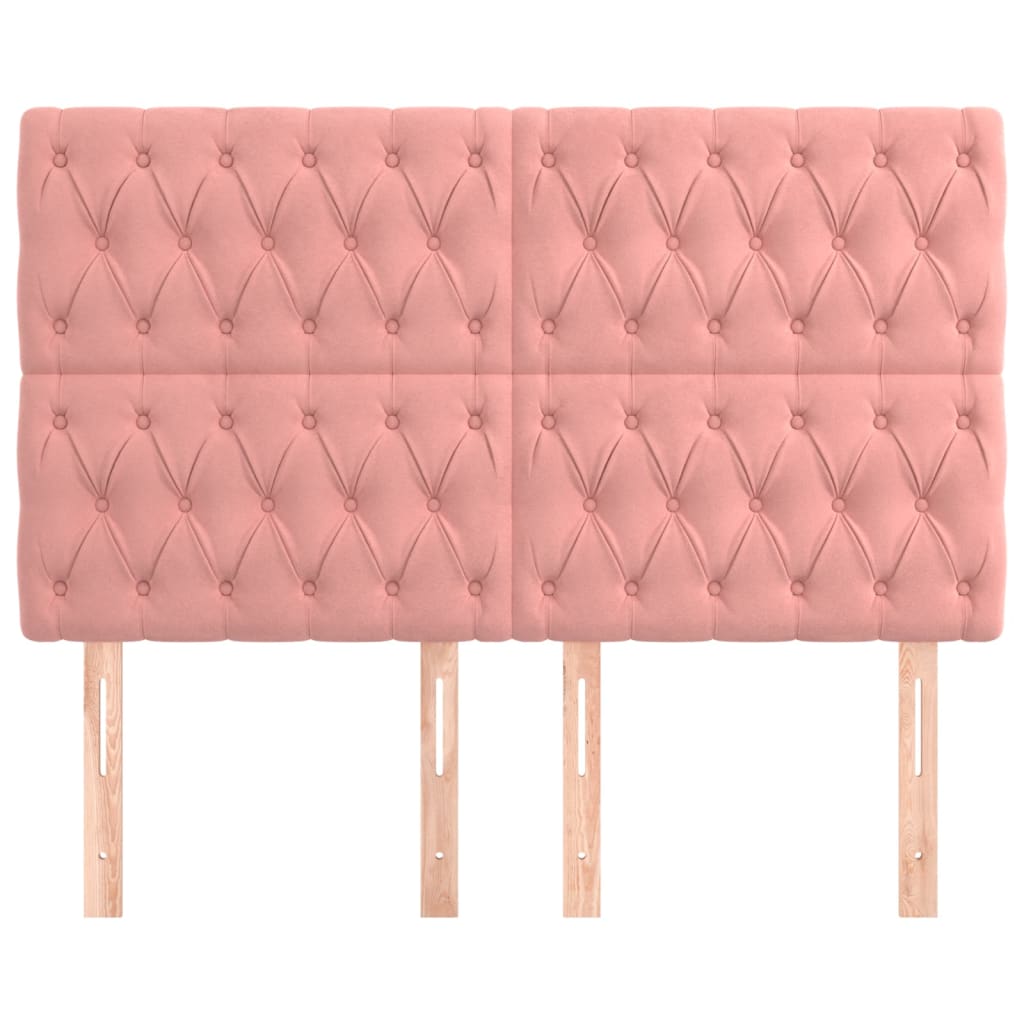 Têtes de lit 4 pcs Rose 72x7x78/88 cm Velours