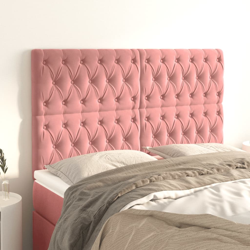 Têtes de lit 4 pcs Rose 72x7x78/88 cm Velours