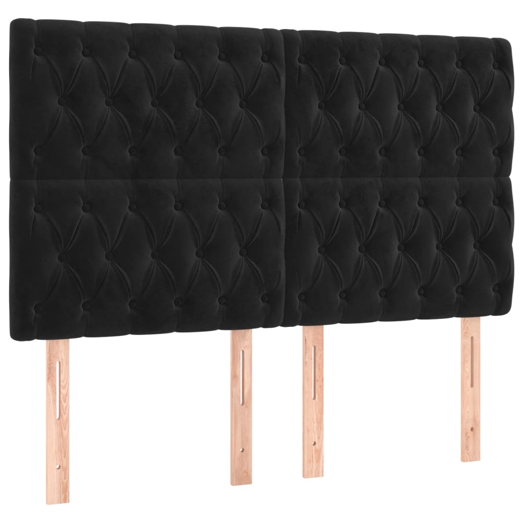 Têtes de lit 4 pcs Noir 80x7x78/88 cm Velours