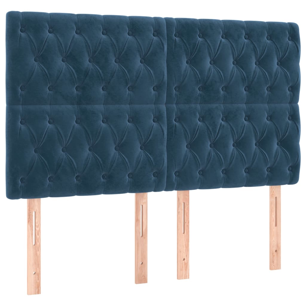 Têtes de lit 4 pcs Bleu foncé 80x7x78/88 cm Velours