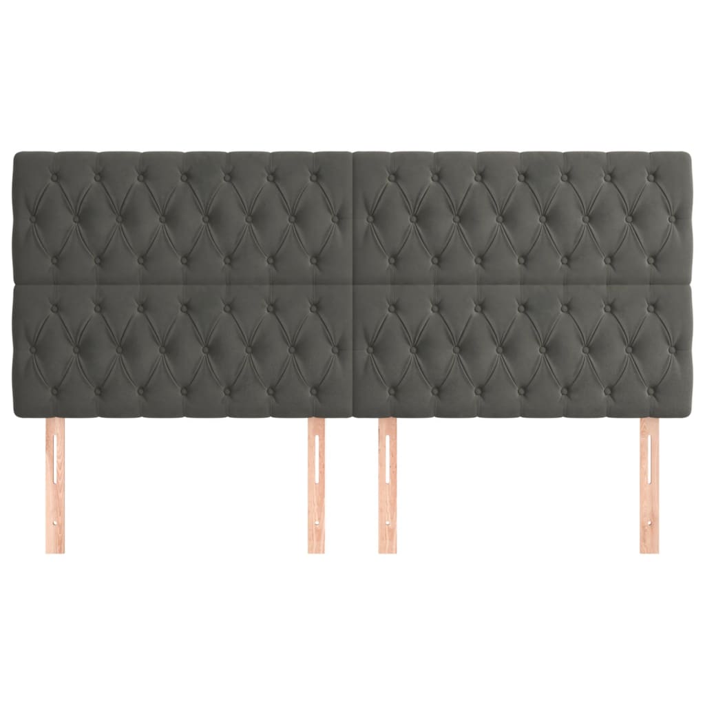 Têtes de lit 4 pcs Gris foncé 90x7x78/88 cm Velours