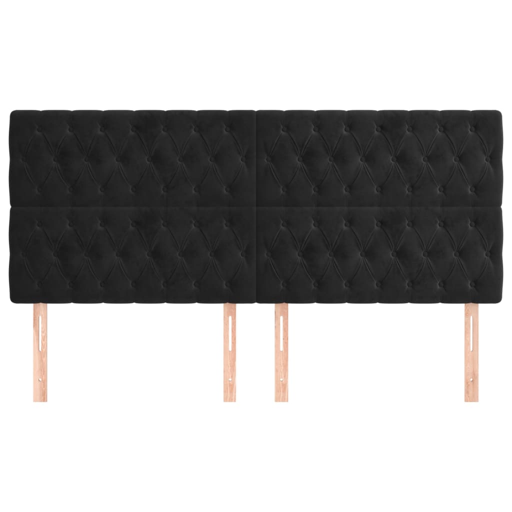 Têtes de lit 4 pcs Noir 90x7x78/88 cm Velours