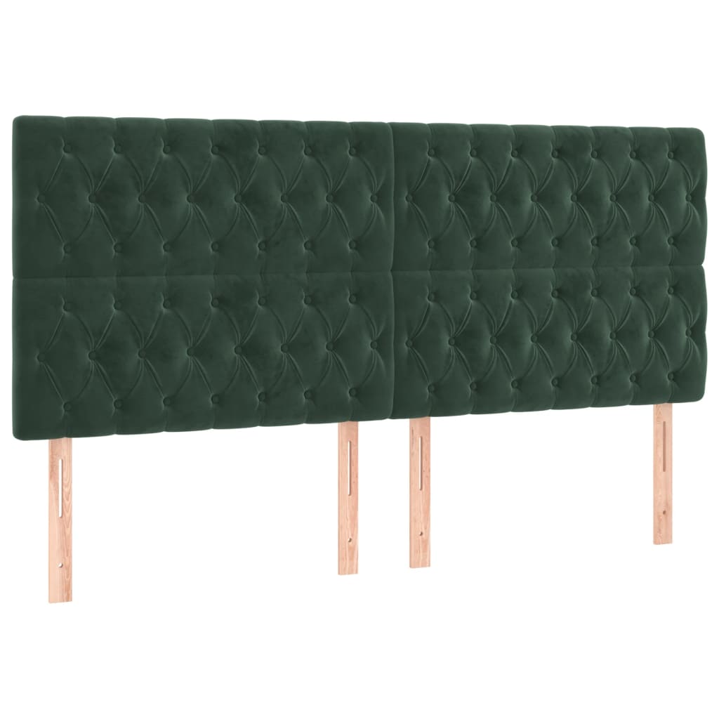 Têtes de lit 4 pcs Vert foncé 90x7x78/88 cm Velours