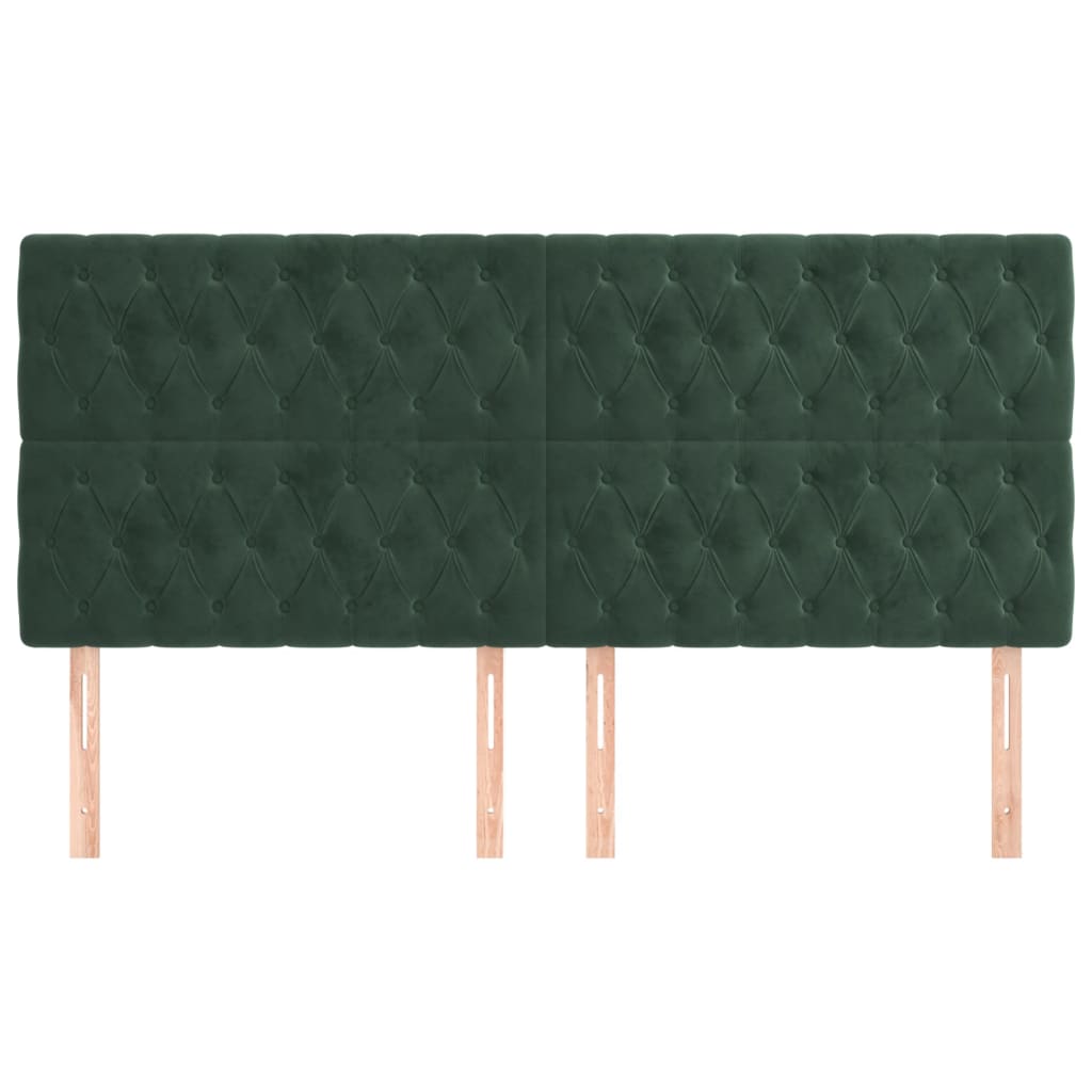 Têtes de lit 4 pcs Vert foncé 90x7x78/88 cm Velours