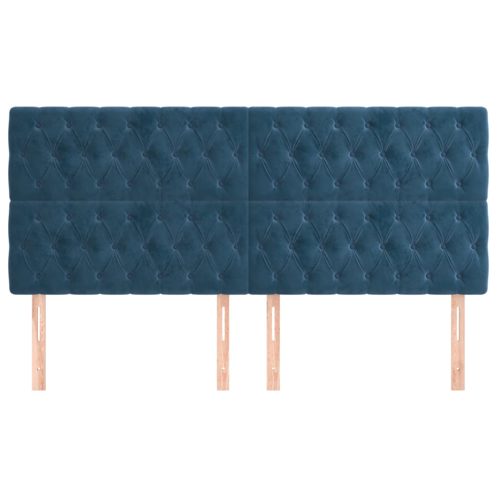 Têtes de lit 4 pcs Bleu foncé 90x7x78/88 cm Velours