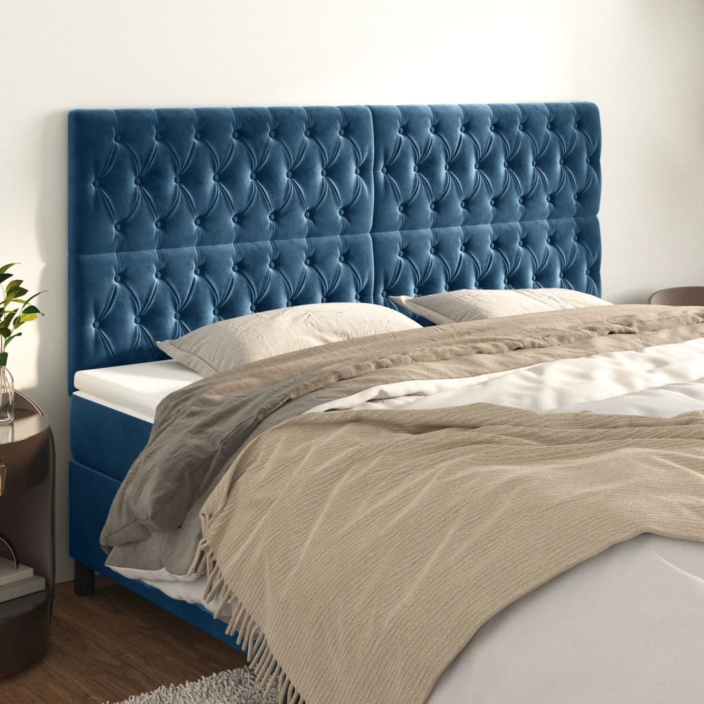 Têtes de lit 4 pcs Bleu foncé 90x7x78/88 cm Velours