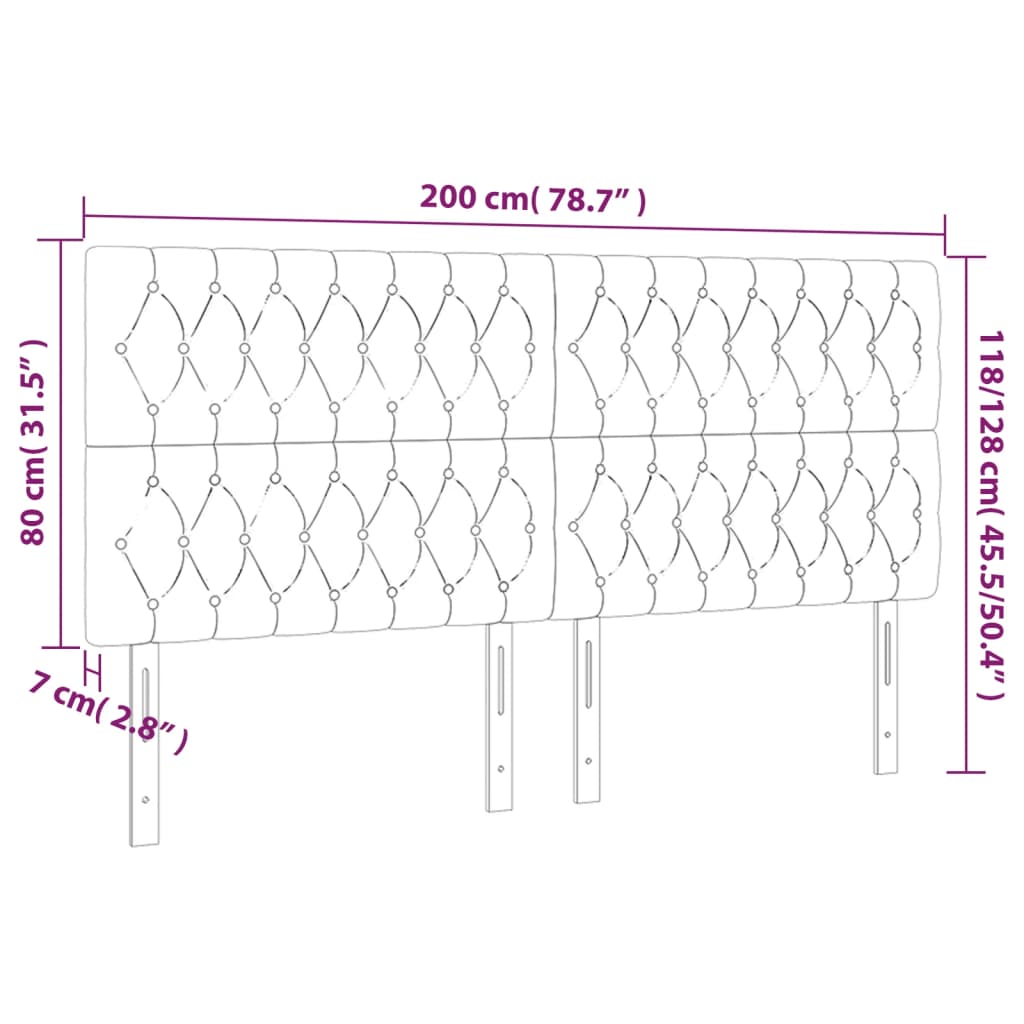 Têtes de lit 4 pcs Noir 100x7x78/88 cm Velours