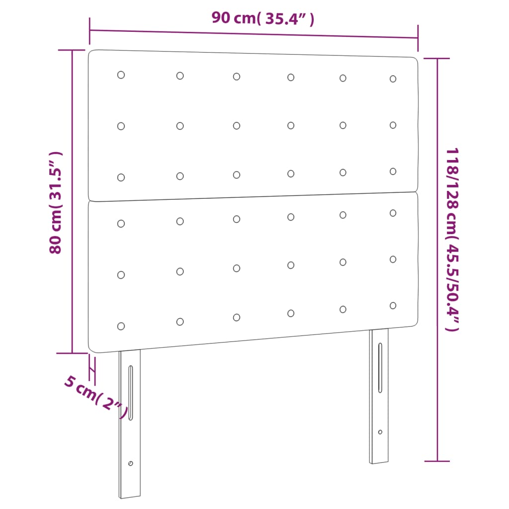 Têtes de lit 2 pcs Gris foncé 90x5x78/88 cm Tissu