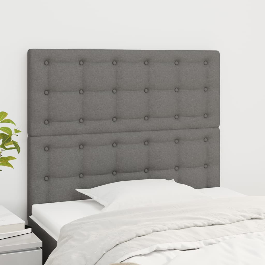 Têtes de lit 2 pcs Gris foncé 90x5x78/88 cm Tissu