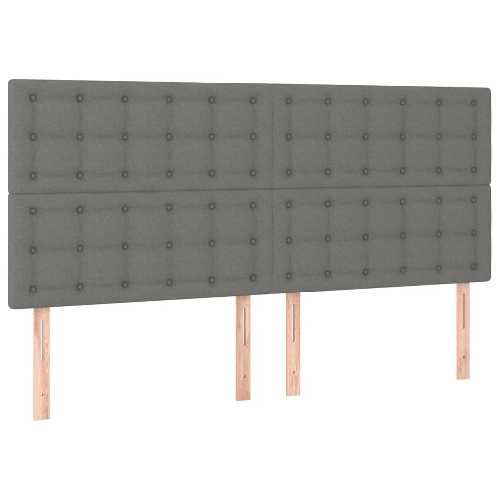 Têtes de lit 4 pcs Gris foncé 80x5x78/88 cm Tissu