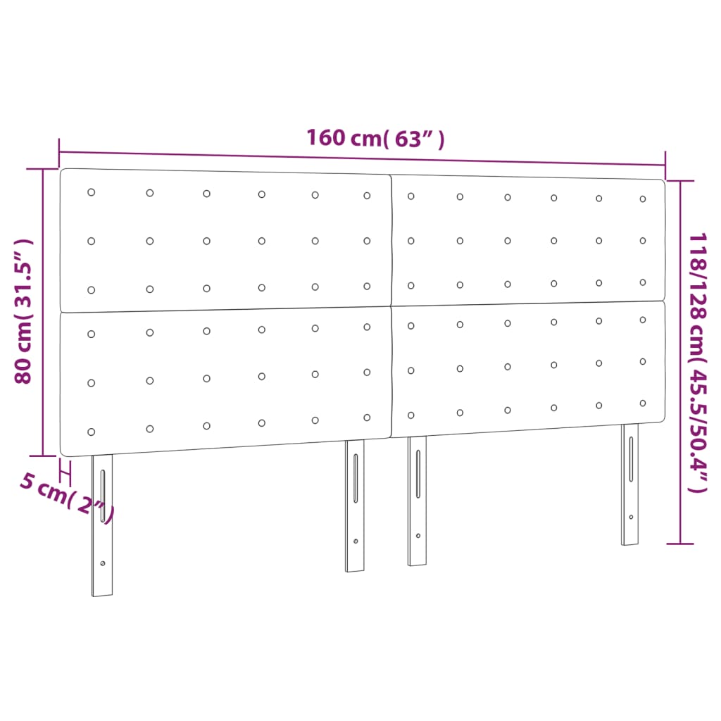 Têtes de lit 4 pcs Gris foncé 80x5x78/88 cm Tissu