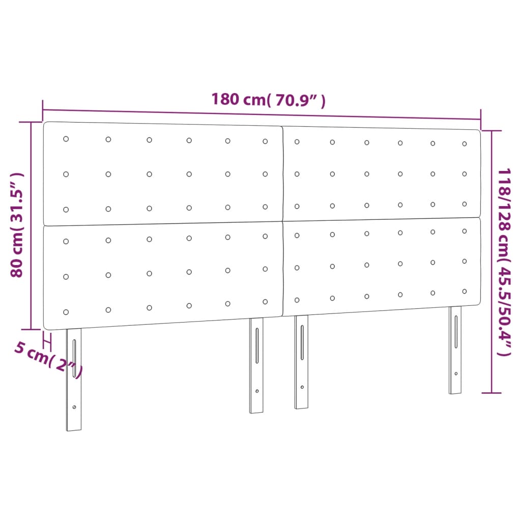 Têtes de lit 4 pcs Taupe 90x5x78/88 cm Tissu