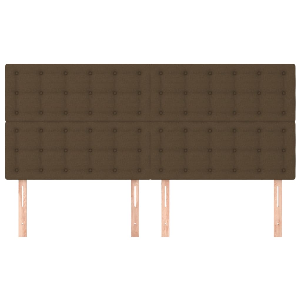 Têtes de lit 4 pcs Marron foncé 100x5x78/88 cm Tissu