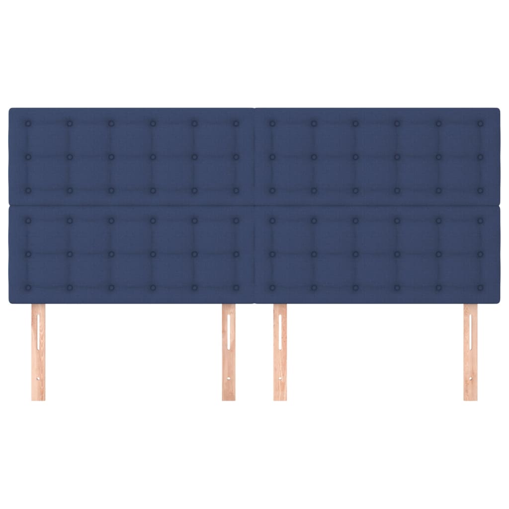 Têtes de lit 4 pcs Bleu 100x5x78/88 cm Tissu