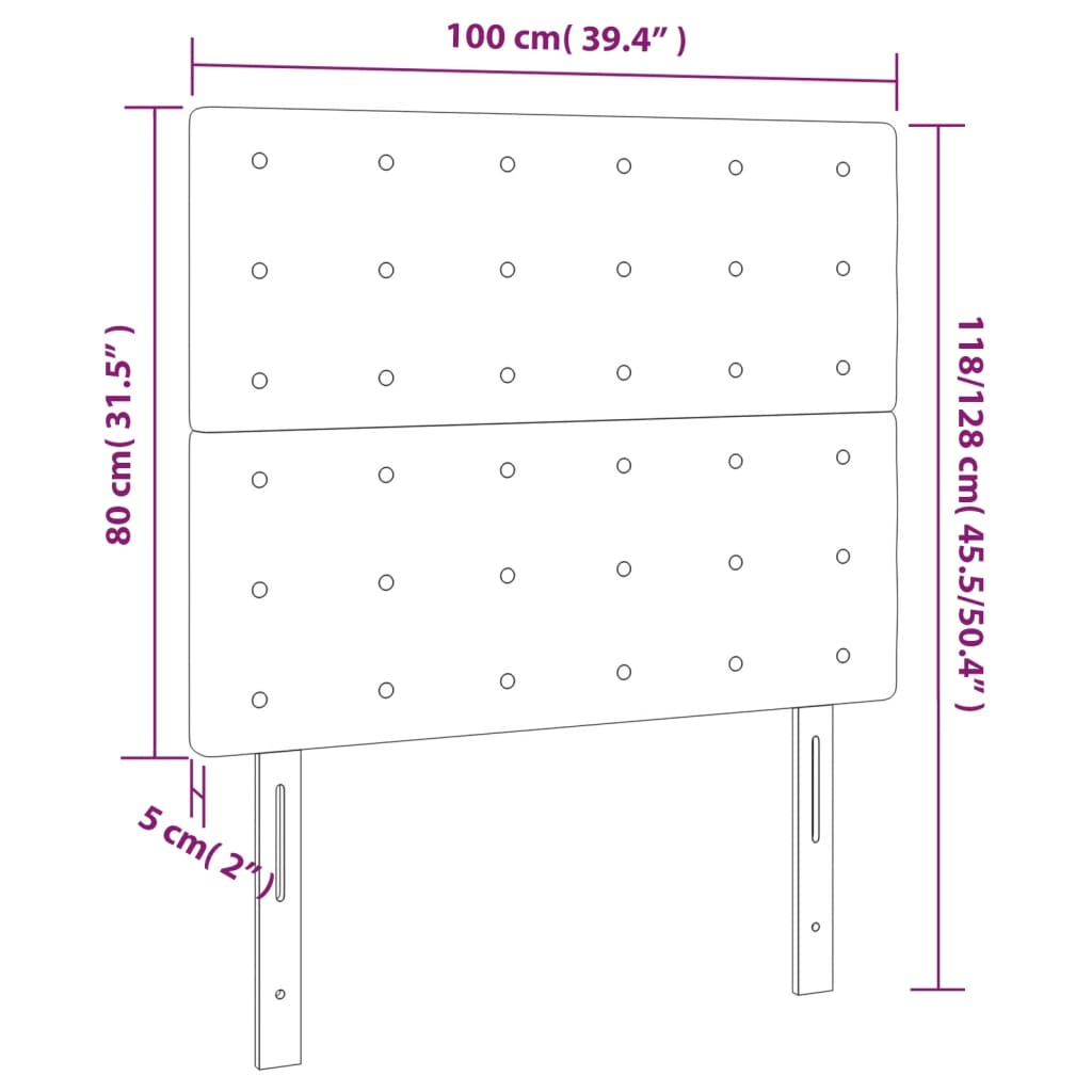 Têtes de lit 2 pcs Gris clair 100x5x78/88 cm Velours